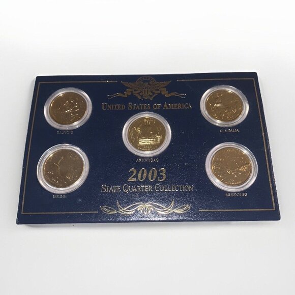 2003 United States | State Quarter Collection "24 KT Gold Plated" Set of 5 - Picture 2 of 3